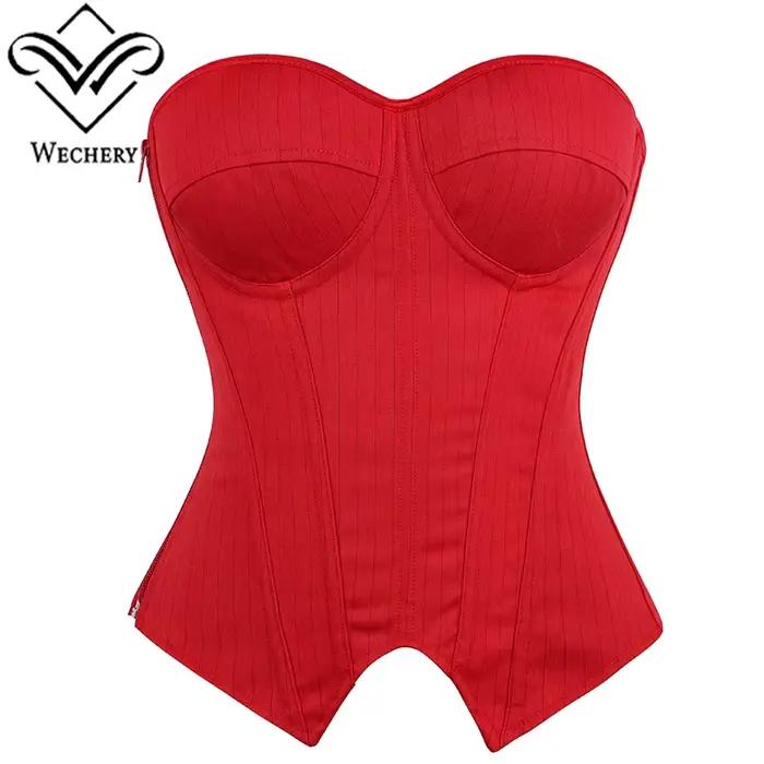 Corset pour femme Wechery, à rayures, avec fermeture éclair, bustier sans bretelles, à armatures, pour cintrer la taille, façonnage du corps, bustier élégant