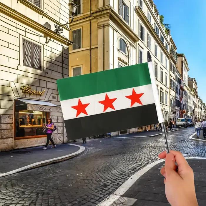 14x21 cm bureau drapeau de la syrie bannière la république arabe syrien trois étoiles bannière bureau ornements drapeaux