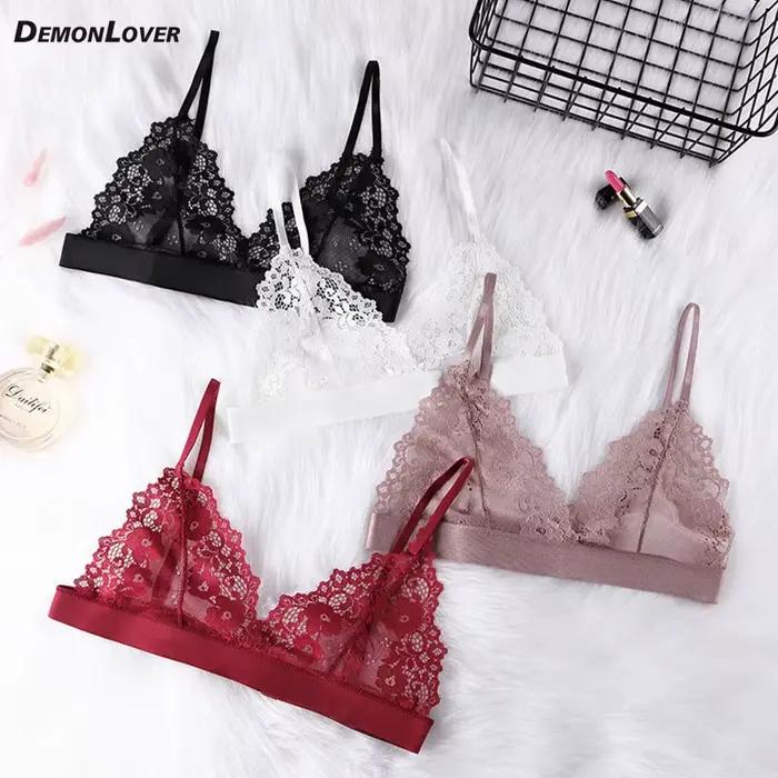 Soutien-gorge triangle léger et respirant en dentelle florale sans couture et sans armatures