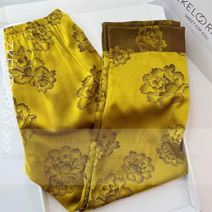 Pyjama Jacquard Floral Elégant Femme Élégance Nuit Soirée Mariage Occasions Spéciales