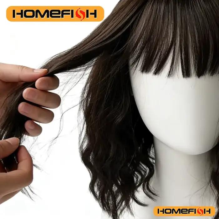 Perruque synthétique à boucles avec frange – Coiffure quotidienne polyvalente pour femme, perruque facile à porter