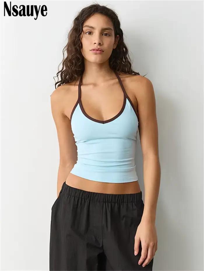 Nsauye – Nouveaux débardeurs sexy Y2K pour femmes, style club, dos nu, mini, moulants, sportifs, mode été 2026, sans manches, streetwear