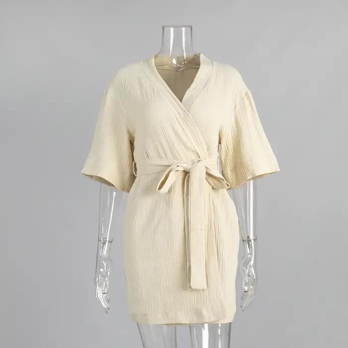 Chemise de nuit courte en coton pour femmes