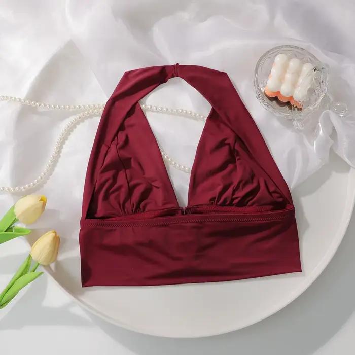 Soutien-gorge sexy rouge à boutons sur le devant sans anneau en acier