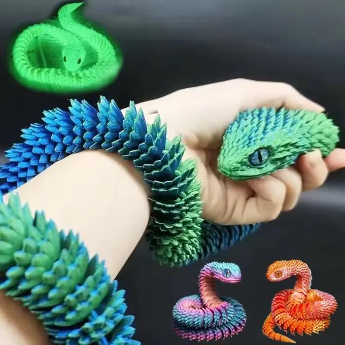 Serpent imprimé en 3D, jouet à articulation mobile, Simulation de serpent, ornement de bureau, cadeaux artisanaux, Figurines miniatures