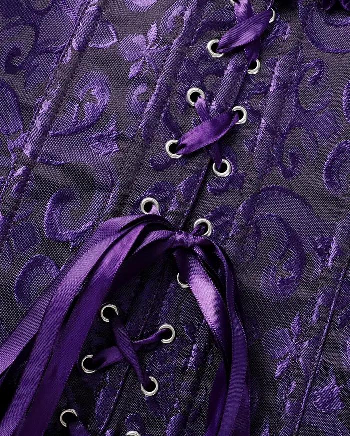Corset violet jacquard à encolure cœur