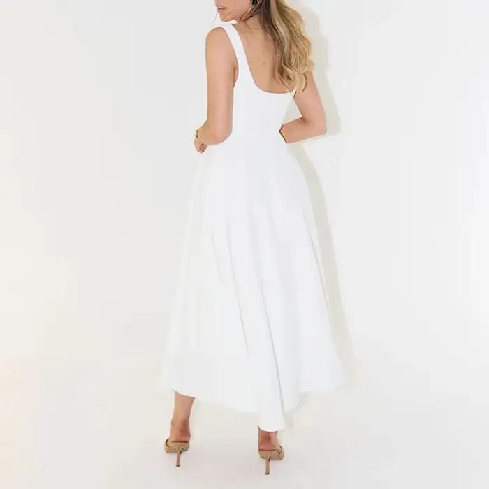 Mode Chic femmes élégant Sexy soirée boîte de nuit tenues de fête sans manches taille haute robe longue T-Shirts sur mesure