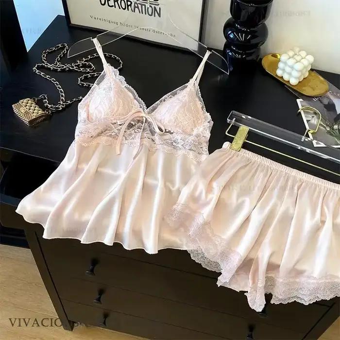 Ensemble pyjama en dentelle ajourée sexy, loungewear, vêtements de détente, lingerie intime, couleurs variées, pour femmes, occassions spéciales ```