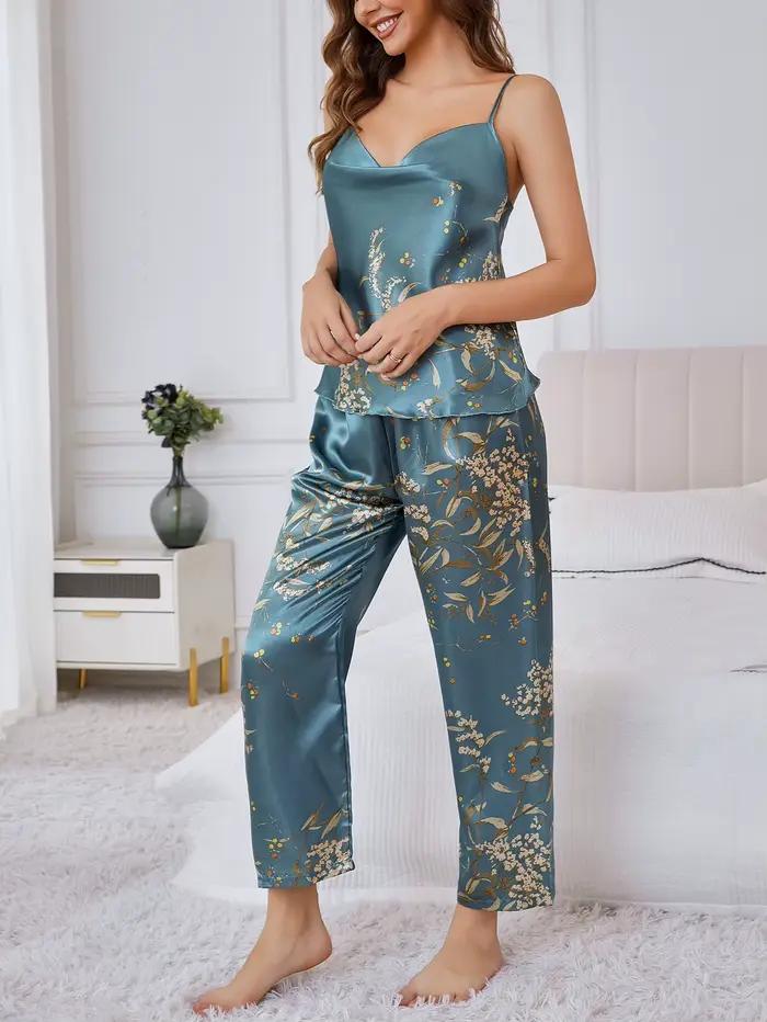 Ensemble pyjama 2 pièces en Satin pour femmes