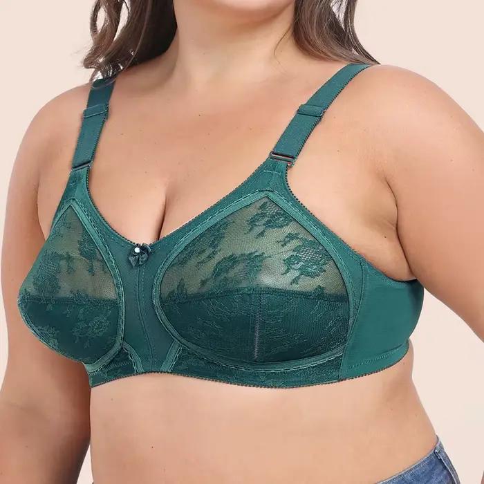 Soutien-gorge Ultra fin pleine tasse grande taille BCDEFG sans fil Sexy dentelle transparent Demi soutien-gorge pour femmes grande taille soutien confortable