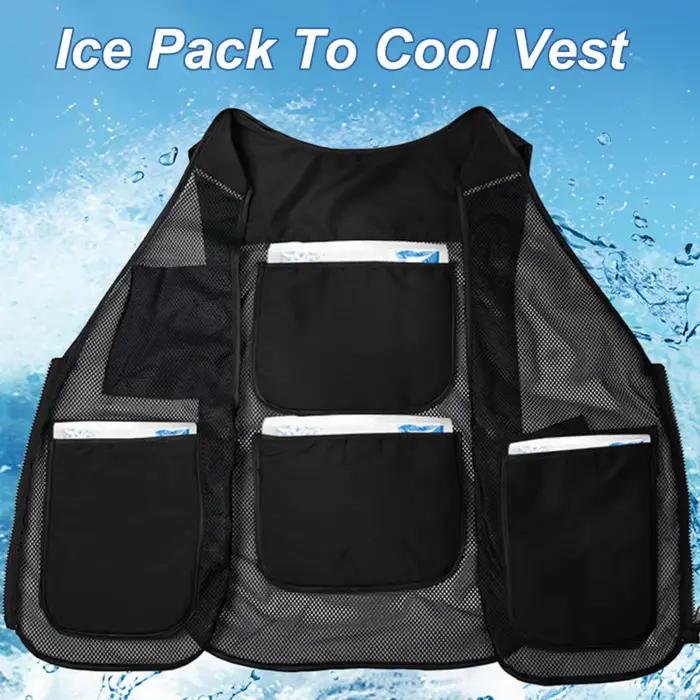 Gilet de refroidissement corps gilet de refroidissement avec 8 sacs de glace gilet de refroidissement d'été gilet froid réglable gilet de glace AC réfléchissant pour temps chaud