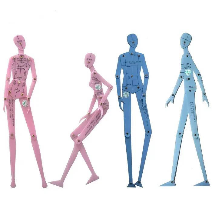 Ensemble de règles patchwork à la mode, conception de vêtements, modèle de dessin du corps humain, modèle de figurine pour hommes et femmes, planche combinée