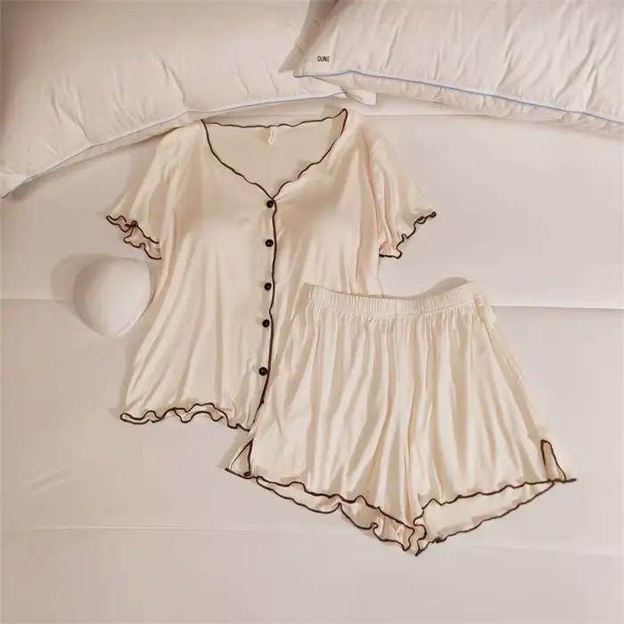 Pyjama à Manches Courtes et Pantalon pour Femme