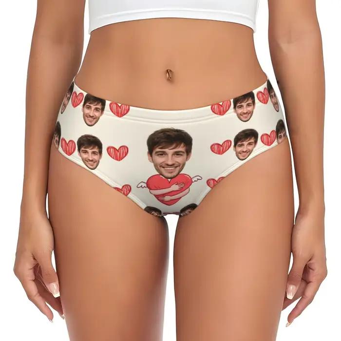 Lingerie personnalisée avec photo du visage pour femmes, cadeau de la Saint-Valentin, lingerie respirante et confortable