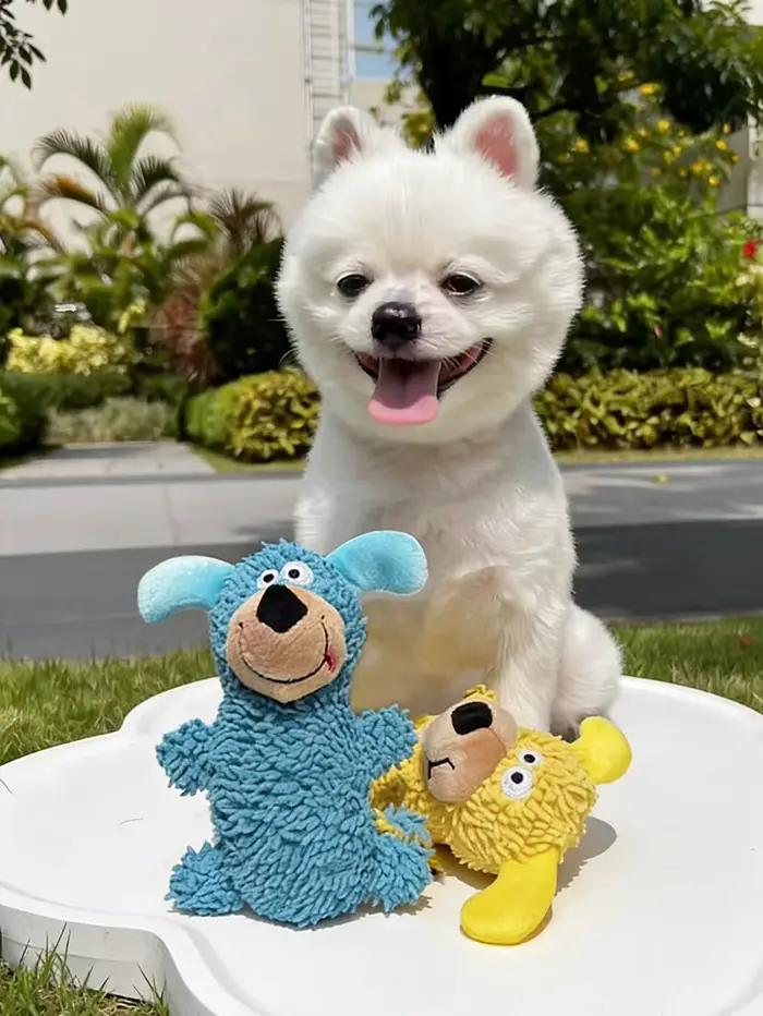 Jouet pour chien qui couine, jouet en forme de balai, avec fonction sonore et oscillante, jouet bleu pour l'auto-entretenissement, résistant aux morsures et à la mastication, accessoires sonores pour 