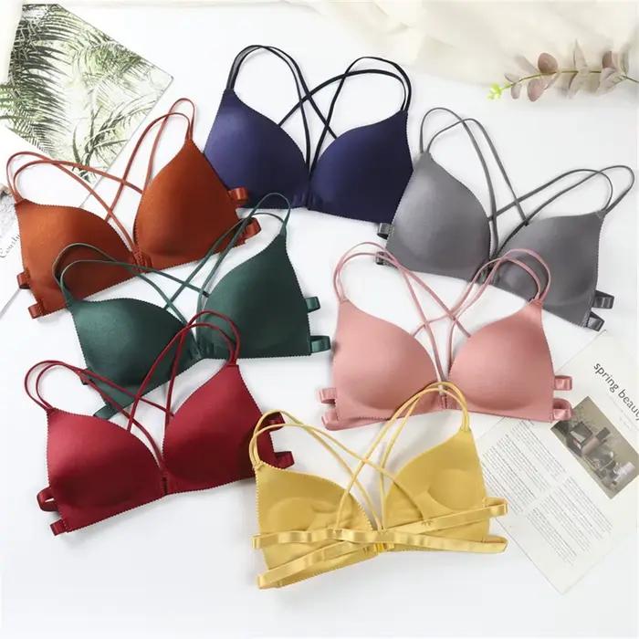 Soutien-gorge sexy à bretelles fines croisées pour femmes