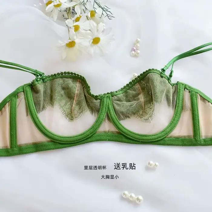 BANERDANNI Ensemble de soutien-gorge dos nu français sexy de luxe léger - Bralette minimiseur en maille transparente Lingerie en dentelle ultra-mince Vente en stock limitée