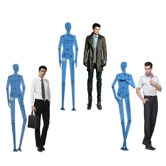Ensemble de règles patchwork à la mode, conception de vêtements, modèle de dessin du corps humain, modèle de figurine pour hommes et femmes, planche combinée
