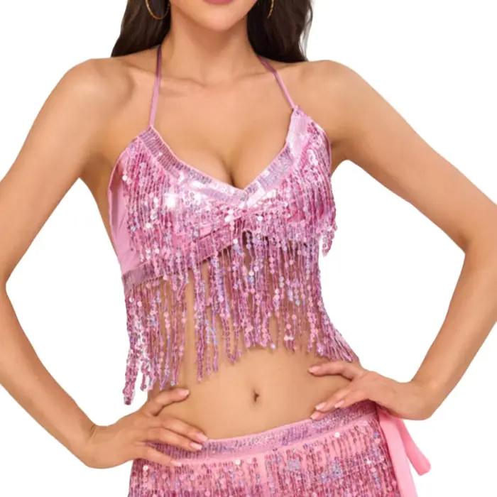Soutien-gorge à franges et paillettes pour femmes