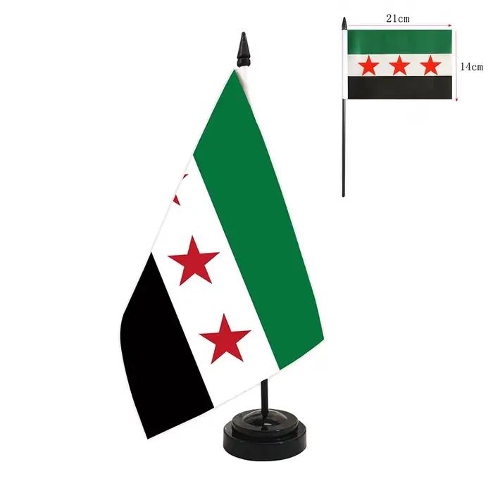 14x21 cm bureau drapeau de la syrie bannière la république arabe syrien trois étoiles bannière bureau ornements drapeaux