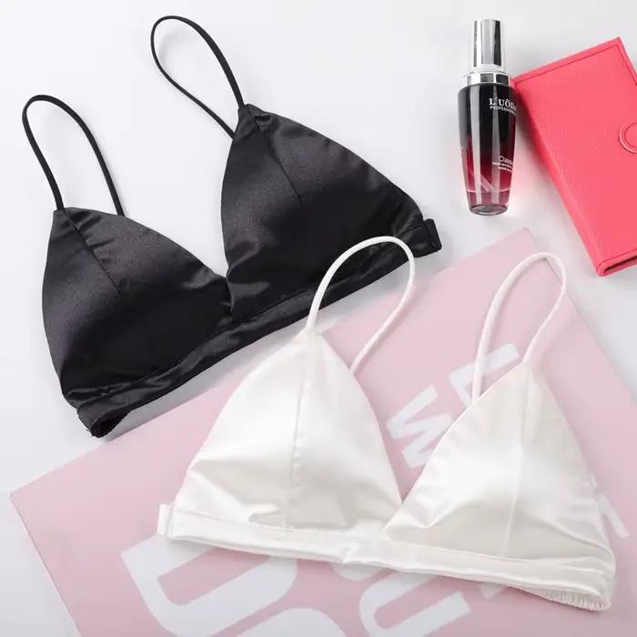 Femmes bustier tubulaire soutien-gorge Sexy sans couture une pièce glace soie Bralette fines bretelles haut court avec dos ouvert pour femme été Lingerie