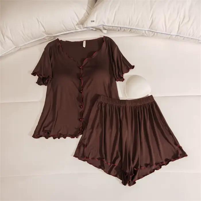 Pyjama à Manches Courtes et Pantalon pour Femme