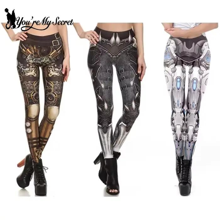 [You're My Secret] Leggings imprimés en 3D Steampunk pour femmes, legging élastique punk pour l'entraînement, pantalon de mode, streetwear pour le fitness en plein air