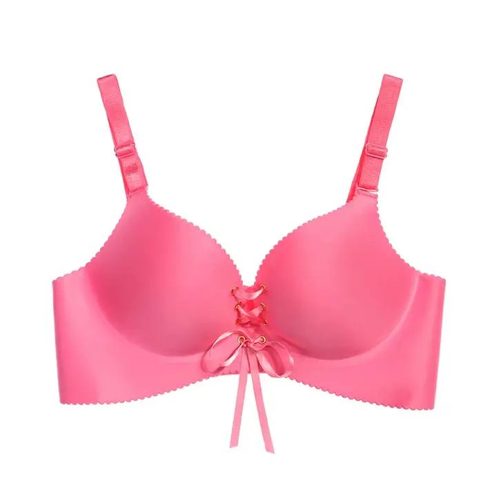 Femmes Push Up soutien-gorge Sexy sans fil Lingerie sans couture brassière intimes sous-vêtements femme profonde V nœud