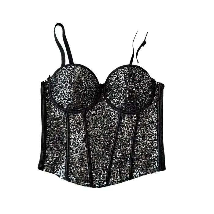 Foamlina-Soutien-Gorge Corset à Paillettes avec Coussretours pour Femme
