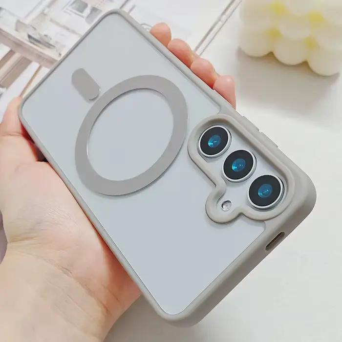 Coque transparente couleur bonbon pour Samsung Galaxy A57 A37 A17 A07 A54 A55 A35 A25 A15 A56 A36 A26 A16 A06, housse Anti-chute Magsafe