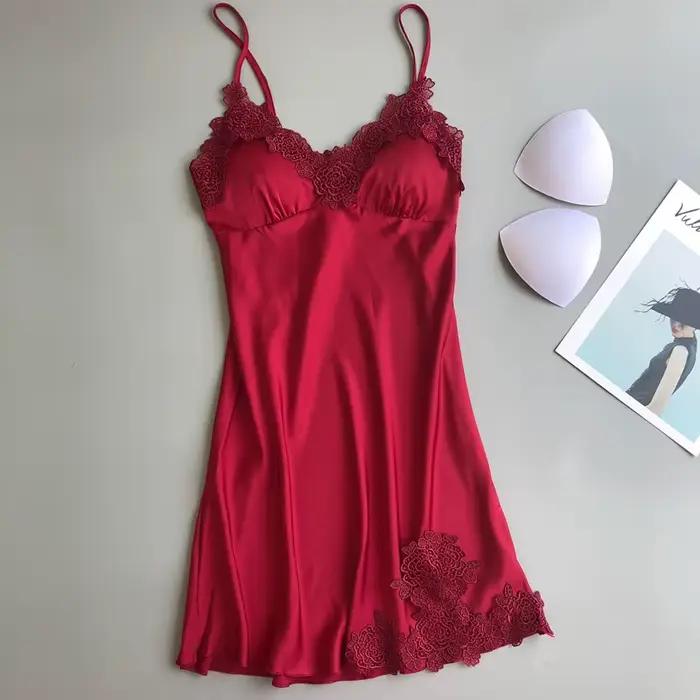 Dames Sexy injSatin Nuit Robe fibrNighties V-cou Chemise