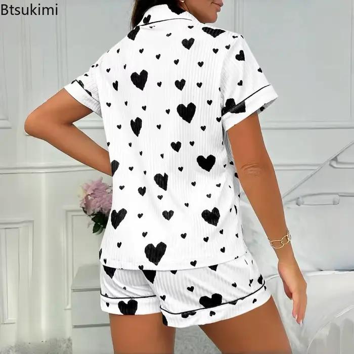 Ensemble pyjama imprimé cœur pour femmes