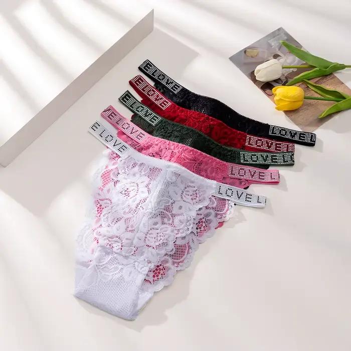 Culottes pour femmes Giczi en dentelle avec lettres en strass