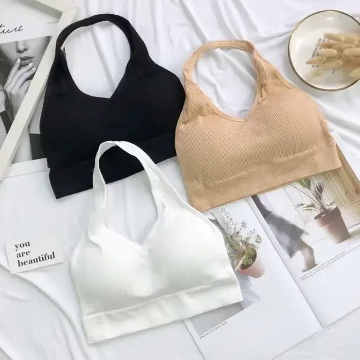 Mode Sexy licou dos nu soutien-gorge Camisole pour femmes sans fil Sport soutien-gorge haut bretelles solide culture hauts antichoc gilet Lingerie