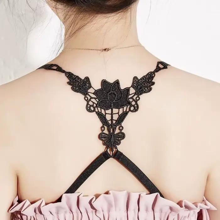 3 pièces croix beauté dos soutien-gorge bretelles papillon anti-dérapant
