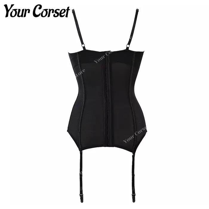 Corset en dentelle victorienne avec nœud papillon et jarretelles