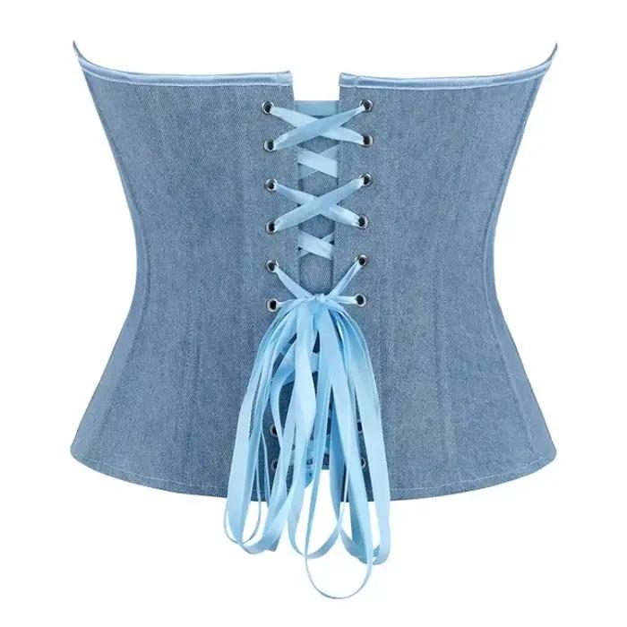 Bustier Sexy hauts sans bretelles pour femmes surbuste Corset dame Corselet Zip mode corps Shaper Costume