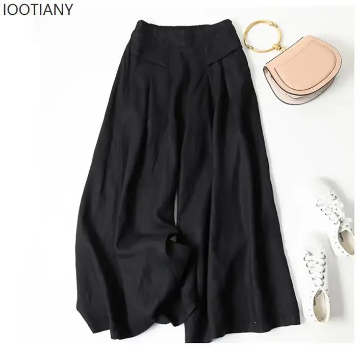 Culottes d'été pour femmes en coton et lin