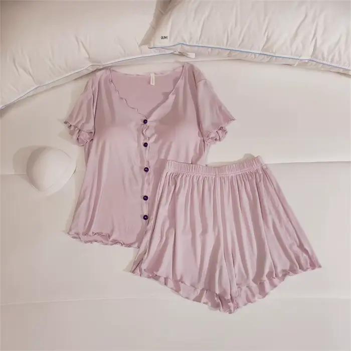 Pyjama à Manches Courtes et Pantalon pour Femme
