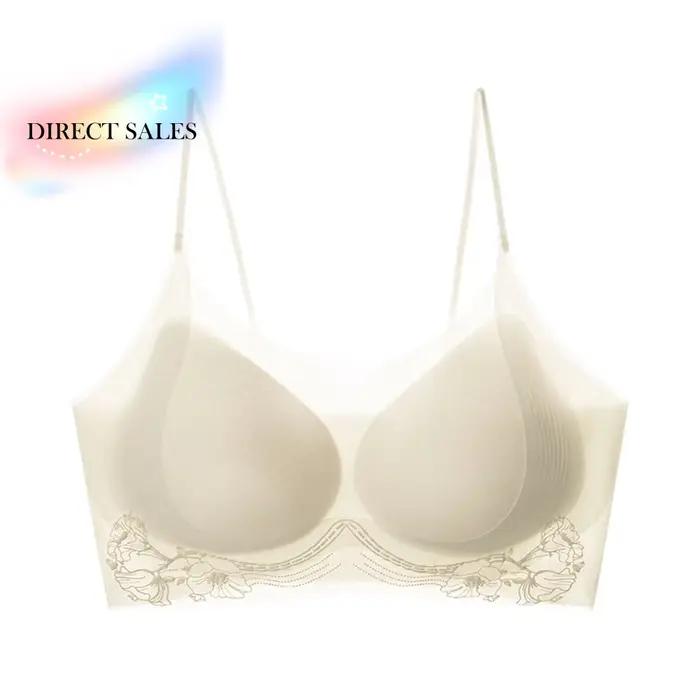 Soutien-gorge sans fil en soie glacée à motif fleur de camélia