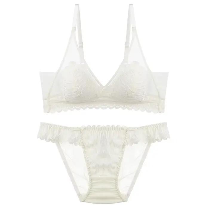 Ensemble de soutien-gorge triangle en dentelle style français pour femme