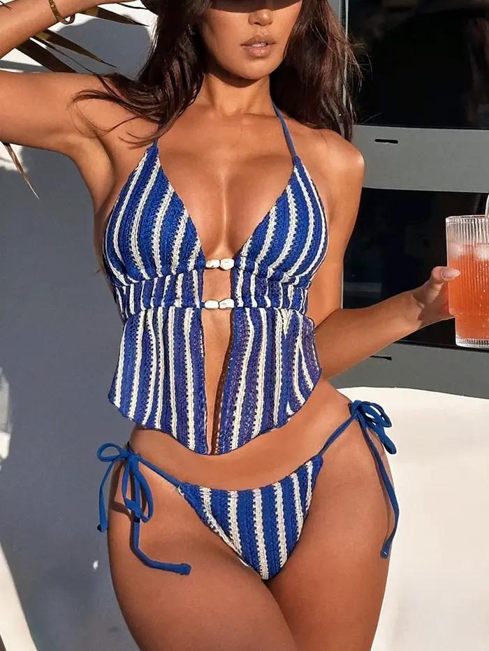 Maillot de bain deux pièces vintage triangle 2026 pour femme