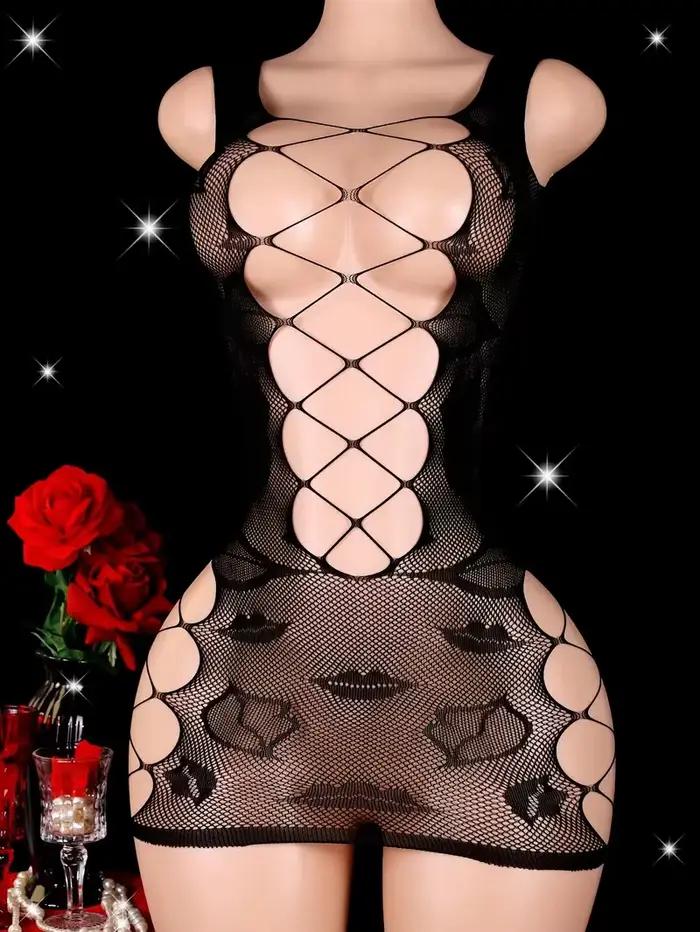 Body érotique ajouré pour femme
