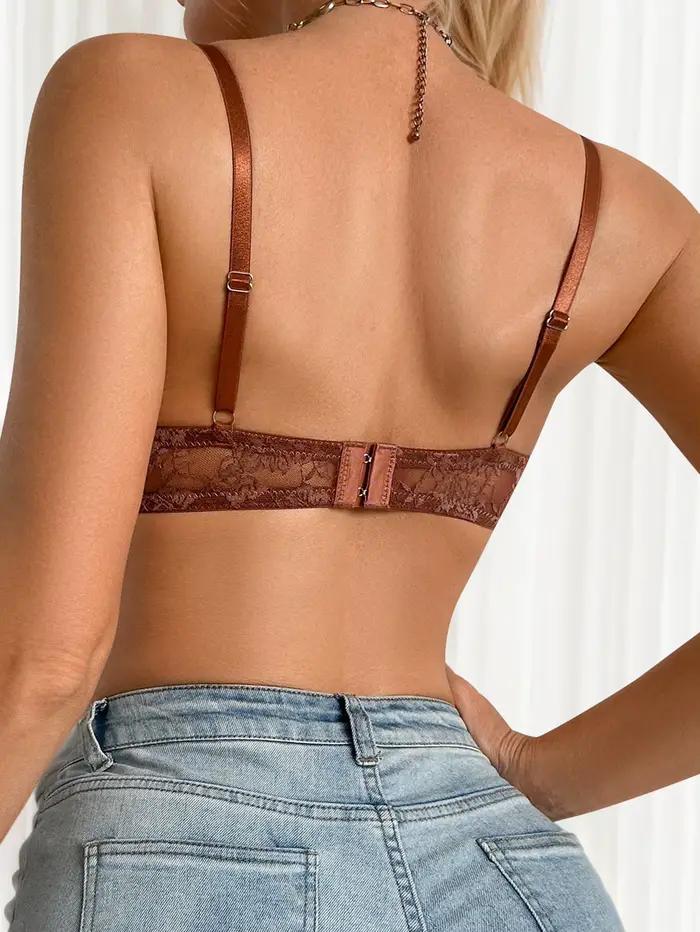 Soutien-gorge en dentelle marron pour femmes