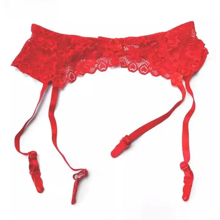 Porte-Jarretelles Réglable en Dentelle Florale Rétro pour Femme