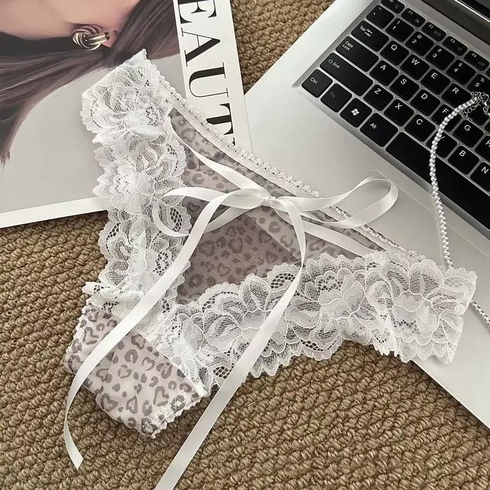 Culottes pour femmes taille basse sexy en pur coton avec dentelle