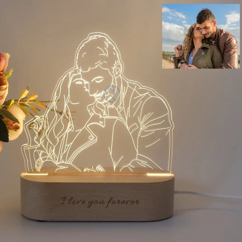 Cadeau personnalisé Photo lampe 3D personnalisé anniversaire de mariage cadeau de saint valentin vei