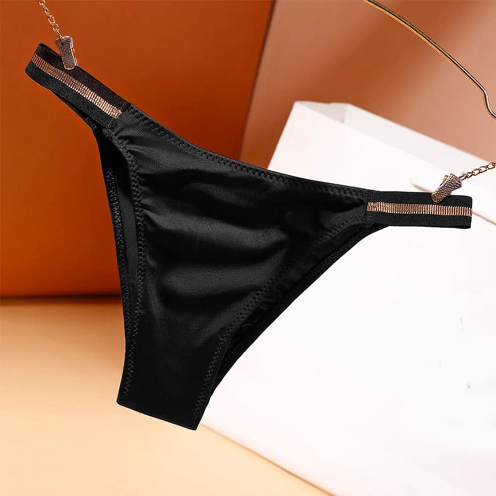 Culotte soyeuse sexy pour femmes, string fin, sous-vêtements de glace, ceinture brillante, bikini ta