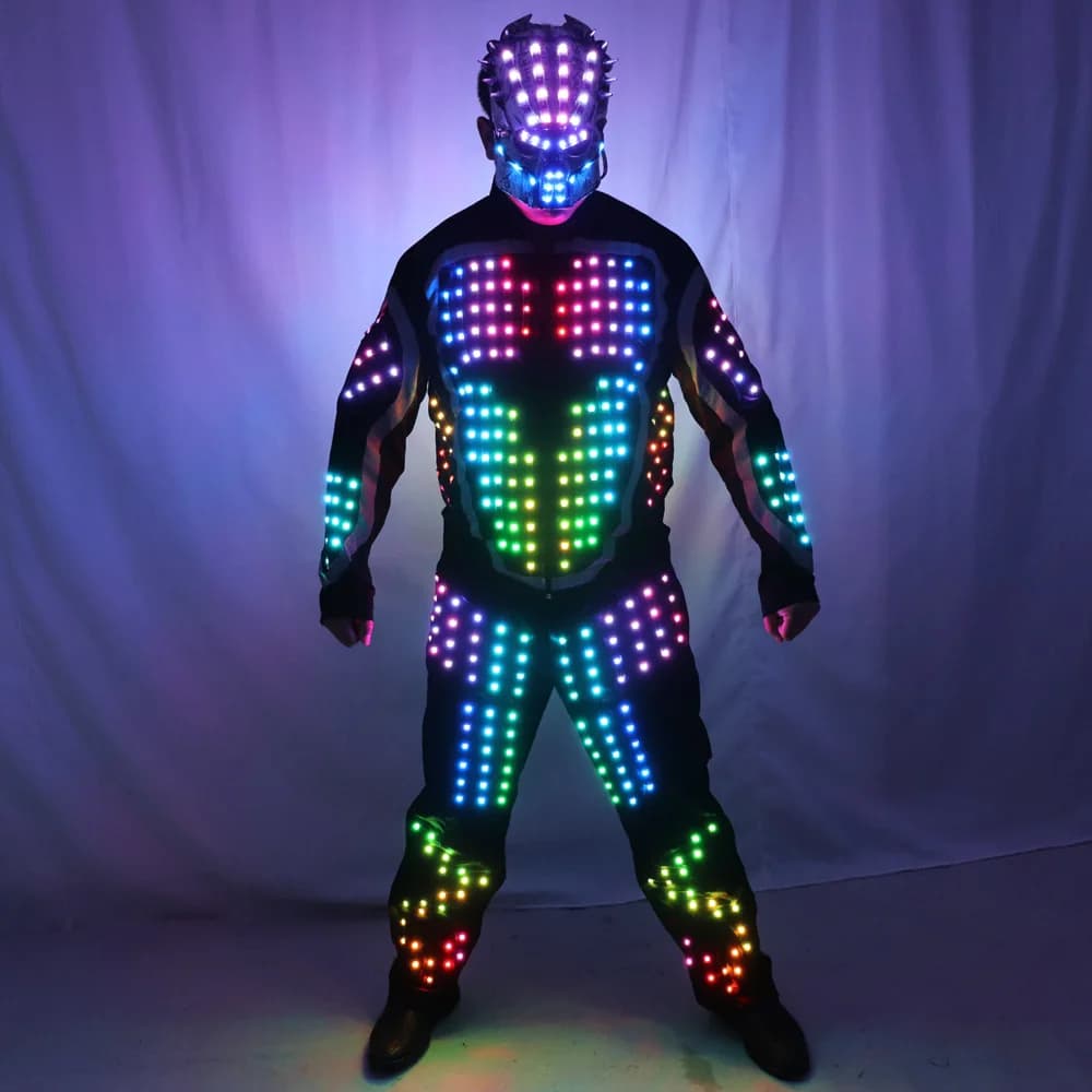 Veste d'armure lumineuse à LED numérique, Costumes scintillants, Costume Bar, discothèque, fête, spe