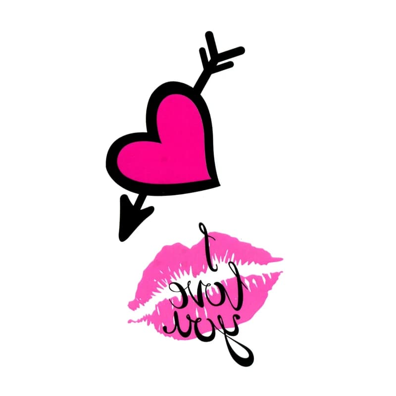 Je t'aime baiser imperméable temporaire tatouage autocollants Tatouage coeur faux Tatoo autocollant 